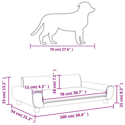 vidaXL gulta suņiem, gaiši pelēka, 100x54x33 cm, samts