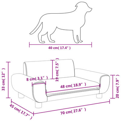 vidaXL gulta suņiem, melna, 70x45x30 cm, samts