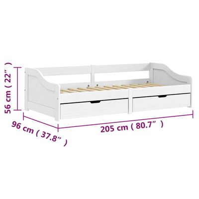 vidaXL dienas gulta IRUN, 2 atvilktnes, 90x200 cm, priedes masīvkoks