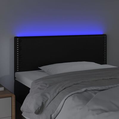 vidaXL gultas galvgalis ar LED, 90x5x78/88 cm, melna mākslīgā āda