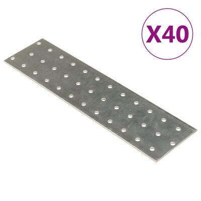 vidaXL perforētas plāksnes, 40 gab., 2 mm, 240x60 mm, cinkots tērauds