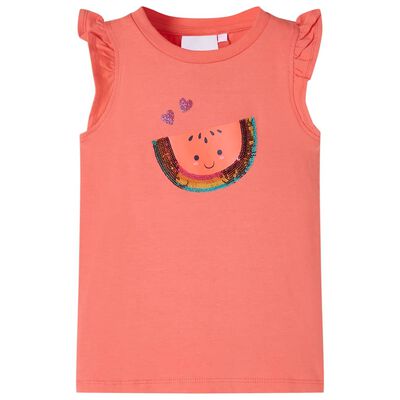 Bērnu krekls ar volānu piedurknēm, koraļļu krāsā, 92