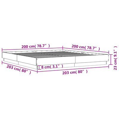 vidaXL gultas rāmis, balts, 200x200 cm, inženierijas koks