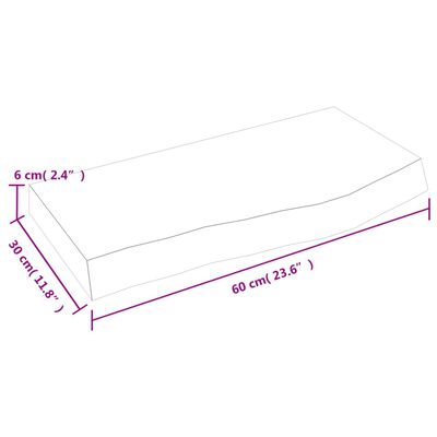 vidaXL vannasistabas virsma, 60x30x(2-6) cm , neapstrādāts masīvkoks