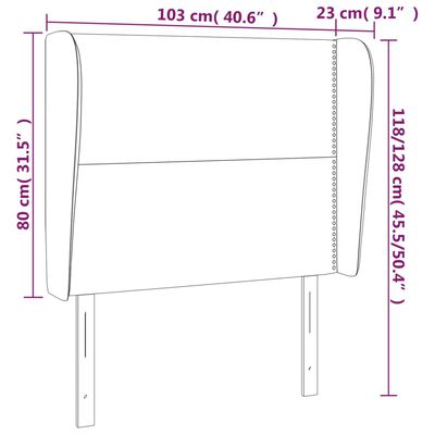 vidaXL galvgalis ar malām, 103x23x118/128 cm, tumši pelēks audums