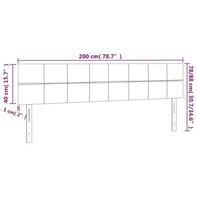 vidaXL gultas galvgalis ar LED, 200x5x78/88 cm, rozā samts