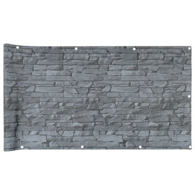 vidaXL balkona aizslietnis, PVC, 300x120 cm, akmens imitācija, pelēks