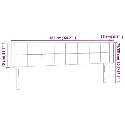 vidaXL gultas galvgalis ar LED, 163x16x78/88 cm, melns samts