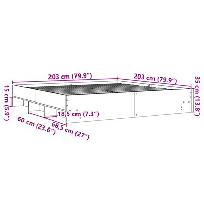 vidaXL gultas rāmis, ozolkoka krāsā, 200x200 cm, inženierijas koks