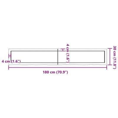 vidaXL vannasistabas letes virsma 180x30x(2-4)cm apstrādāts masīvkoks