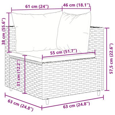 vidaXL 5-daļīgs dārza atpūtas mēbeļu komplekts ar matračiem, brūns PE