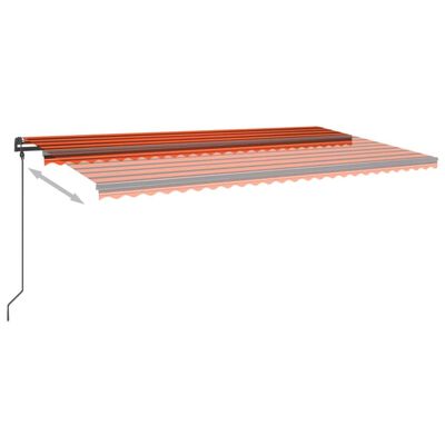 vidaXL izvelkama markīze ar LED, 6x3 m, manuāla, oranža un brūna