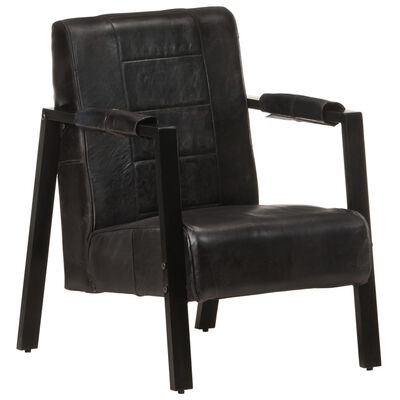 vidaXL atpūtas krēsls, 60x80x87 cm, melna dabīgā kazas āda