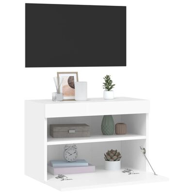 vidaXL TV galdiņš ar LED lampiņām, balti, 60x30x40 cm