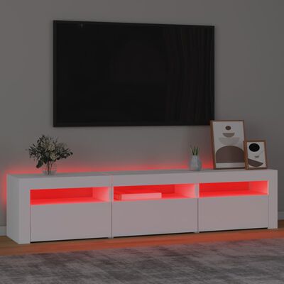 vidaXL TV skapītis ar LED apgaismojumu, balts, 180x35x40 cm