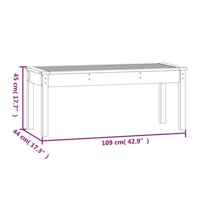 vidaXL dārza sols, melns, 109x44x45 cm, priedes masīvkoks