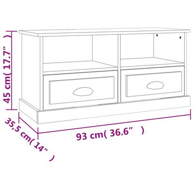 vidaXL TV skapītis, melns, 93x35,5x45 cm, inženierijas koks