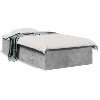 vidaXL gultas rāmis ar atvilktnēm, betona pelēks, 75x190 cm