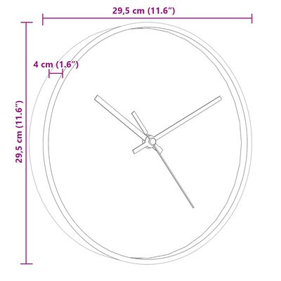 vidaXL sienas pulkstenis, zelta, balts, Ø29,5cm, polistirols un stikls