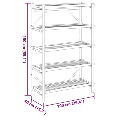 vidaXL 5 līmeņu plaukts, 100x40x150 cm, bambuss