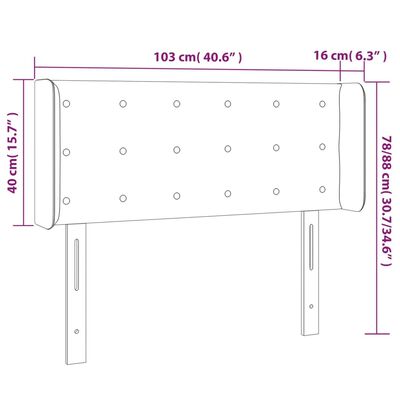 vidaXL gultas galvgalis ar LED, 103x16x78/88 cm, tumši zils samts