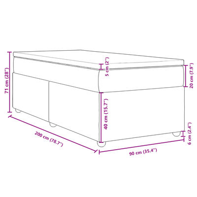 vidaXL atsperu gultas rāmis ar matraci, zils, 90x200 cm, audums