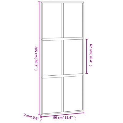 vidaXL bīdāmās durvis, melnas, 90x205 cm, rūdīts stikls un alumīnijs