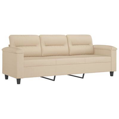 vidaXL trīsdaļīgs dīvānu komplekts ar spilveniem, krēm audums