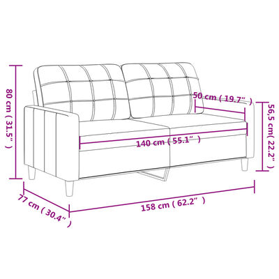 vidaXL divvietīgs dīvāns, gaiši dzeltens audums, 140 cm