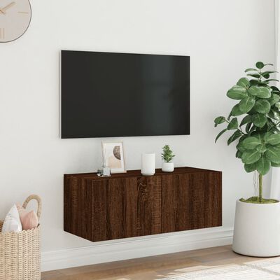 vidaXL TV plaukti ar LED lampiņām, 80x35x31 cm, brūna ozola