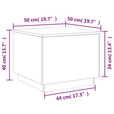 vidaXL kafijas galdiņš ar LED, ozolkoka krāsa, 50x50x40 cm