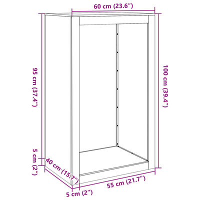 vidaXL malkas uzglabāšanas statīvs, 60x40x100 cm, kortena tērauds