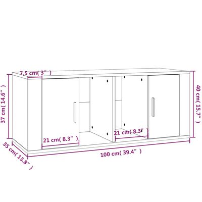 vidaXL TV skapītis, ozolkoka krāsa, 100x35x40 cm, inženierijas koks