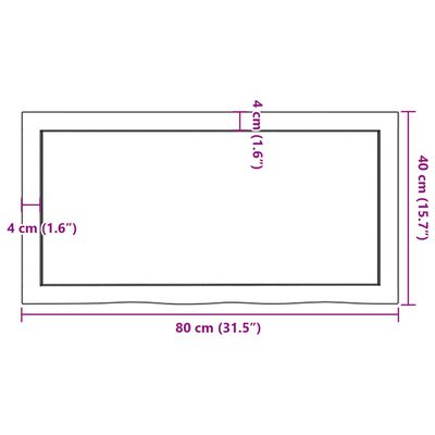 vidaXL sienas plaukts, gaiši brūns, 80x40x(2-4) cm, ozola masīvkoks