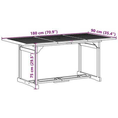 vidaXL 9-daļīgs dārza mēbeļu komplekts, 180x90x75cm akācijas masīvkoks