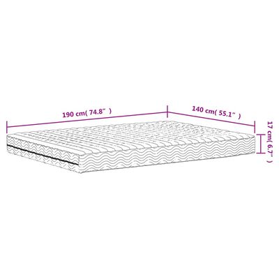 vidaXL putu matracis, balts, 140x190 cm, cietība H2, H3