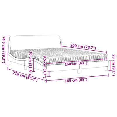 vidaXL gulta ar matraci, zils samts, 160x200 cm