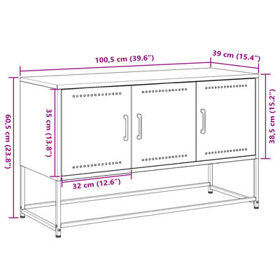 vidaXL TV skapītis, 100,5x39x60,5 cm, tērauds, olīvu zaļš