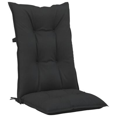 vidaXL dārza krēslu spilveni, 6 gab., melni, 120x50x7 cm, audums
