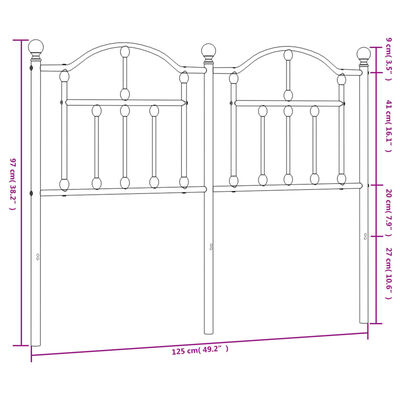 vidaXL gultas galvgalis, balts, 120 cm