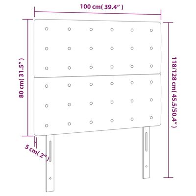 vidaXL gultas galvgalis ar LED, 100x5x118/128 cm, krēmkrāsas audums