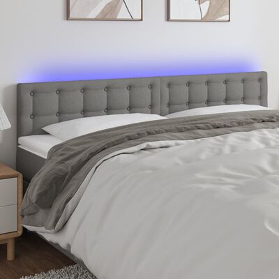 vidaXL gultas galvgalis ar LED, 180x5x78/88 cm, tumši pelēks audums