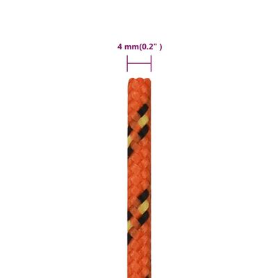 vidaXL laivu virve, oranža, 4 mm, 100 m, polipropilēns