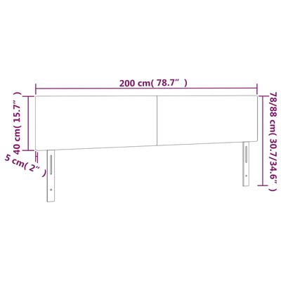 vidaXL gultas galvgalis ar LED, 200x5x78/88 cm, tumši pelēks samts