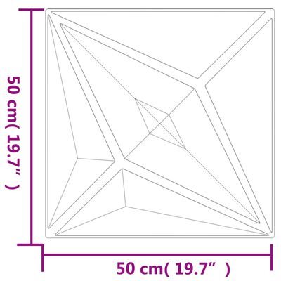 vidaXL sienas paneļi, 48 gab., melni, 50x50 cm, XPS, 12 m², zvaigzne