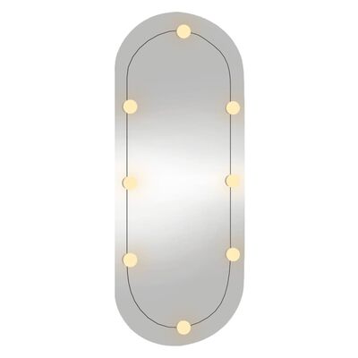vidaXL sienas spogulis ar LED gaismām, 40x90 cm, stikls, ovāls