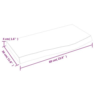 vidaXL vannasistabas virsma, tumši brūna, 60x30x(2-4) cm, masīvkoks