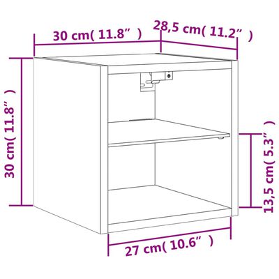 vidaXL TV plaukti ar LED lampiņām, 30x28,5x30 cm, brūna ozola