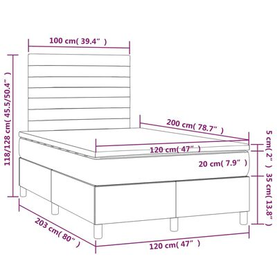 vidaXL atsperu gulta ar matraci, rozā samts, 120x200 cm