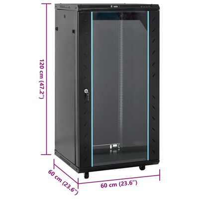 vidaXL 22U servera skapis ar ritenīšiem, 19", IP20, 60x60x120 cm